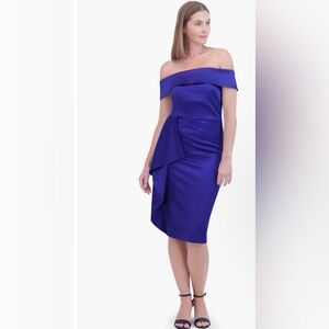 Eliza J Strapless Royal Blue Satin Cocktail Dress NWT Size 4